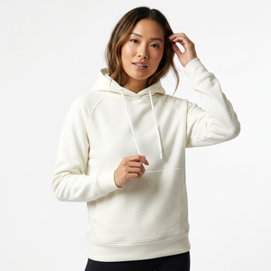 Sweat-shirt à capuche unisexe blanc à manches longues, couleur unie, décontracté, en coton respirant, poids moyen, pour l'automne - Product Image 2