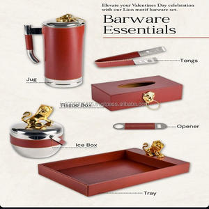 Ensemble d'organisateur de bar en cuir et bois de luxe K S Exports Regal Majestix - Collection de vaisselle pour les fêtes, en stock, fabriqué dans le Maharashtra - Product Image 5