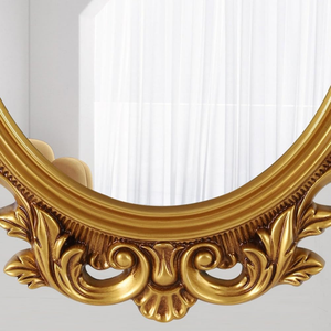 Antique Carved Oval <b>Mirror</b> Made Of Solid Teak Wood High Quality With Gold Finishing For Indoor or Outdoor - Product Image 3