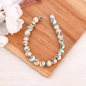 Natural Pink Opal & Amazonite Copper Gemstone 925 Sterling <b>Silver</b> <b>Bracelet</b> Handmade Jewelry for Unisex - Product Image 4