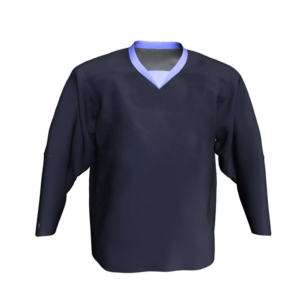 Maillot de hockey sur glace pour homme, col en V, manches longues, bleu foncé, polyester respirant, coupe classique, couleur unie, toutes saisons - Product Image 1