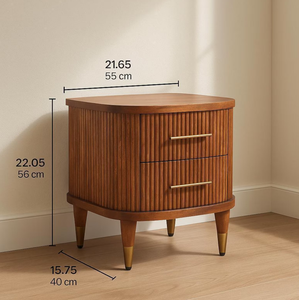 Muebles de Dormitorio al por Mayor, Mesa de Noche Rústica de Estilo Farmhouse, Retro, de Madera Maciza Natural, con Cajones - Product Image 3