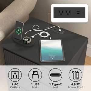 Set di 2 Tavolini con Ricarica Rapida USB-C, Moderni Tavoli Consolle in Legno con 3 Cassetti e Ampio Spazio di Archiviazione per Uso Accanto al Divano - Product Image 2