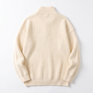 Men's 100% Wool Mandarin Collar Cardigan Full Sleeve Solid Color Anti-Pilling Winter Knit <b>Sweater</b> Regular Fit - Product Image 2