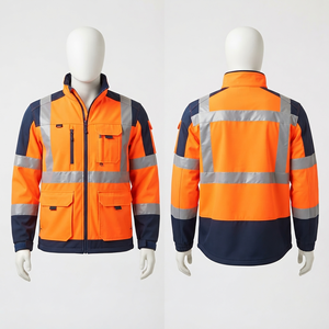 300 GSM Heavy Duty <b>Canvas</b> Hooded Leather <b>Jacket</b> with Horn Button Closure Reflective Panel Custom Print Embroidery Logo-Orange - Product Image 4