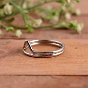 SHYAM JEWELRS Luxury Minimalist 925 Sterling Silver Double Chevron <b>Ring</b> Handmade V-Shaped Wishbone <b>Stacking</b> Band Unisex - Product Image 5