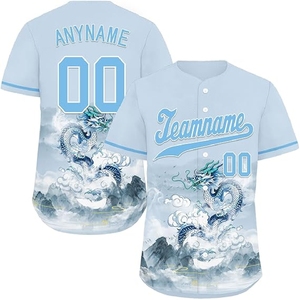 Maillot de baseball personnalisé par sublimation pour hommes et jeunes, respirant, anti-humidité, uniforme d'équipe à boutons - Product Image 1