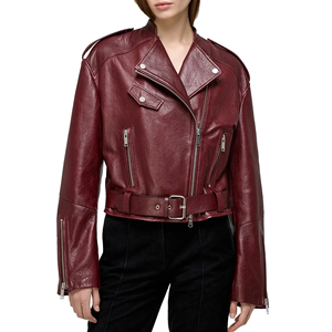 Veste en cuir pour femme de qualité supérieure, col montant, tendance, décontractée, hiver, respirante, tricotée, écologique, coupe-vent, mode - Product Image 6