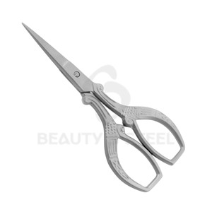 Professional Straight Cuticle Scissors with Vintage Victorian-Style Engraved Handles and <b>Sandblasted</b> Matte Finish - Product Image 2