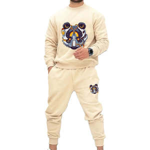 Ensemble de survêtement pour homme, coloré, à capuche, long, uni, décontracté, pour l'automne, 100% coton, coupe classique, design 2-en-1, respirant - Product Image 1