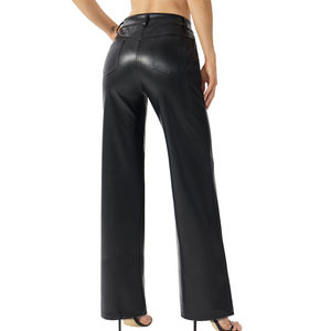 Pantalon en cuir pour femme, couleur unie, nouvelle collection, en cuir véritable, très demandé. - Product Image 5