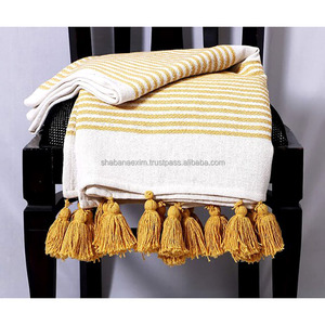 Manta decorativa de algodón para sofá con patrón de manta de Color índigo, manta ligera para exportar textiles para el hogar, compradores - Product Image 6