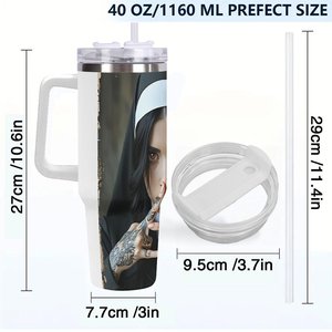 Stainless Steel Tumbler 40oz With Nun Tattoo Design Travel Mug For <b>Coffee</b> Tea - Product Image 4