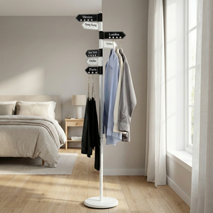 Perchero de pie metálico moderno para el hogar de Taiwán, diseño OEM, organizador de estanterías, colgador, para dormitorio y uso general en el hogar. - Product Image 1