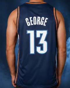 Camiseta de Baloncesto Negra George 13 para Hombre, Sin Mangas, Sublimada, de Poliéster, Cuello en V, Corte Regular, Transpirable, Personalizable, para Verano - Product Image 3