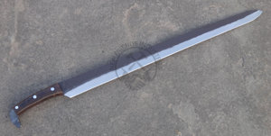 Nouveau couteau Seax Viking long en acier à haute teneur en carbone forgé à la main, lame de 22 pouces, manche en bois de noyer, finition polie, couteau sax médiéval - Product Image 6