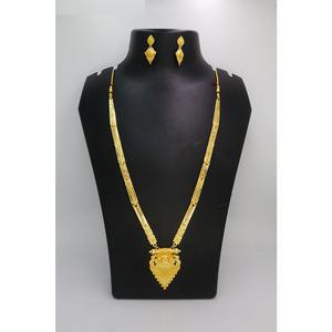 Conjunto de joyería con collar y aretes, chapado en oro, latón puro, diseño indio de alta calidad. - Product Image 6