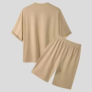 Ensemble de survêtement décontracté 2-en-1 pour homme en molleton de coton léger, idéal pour l'automne (short et t-shirt) - Product Image 2