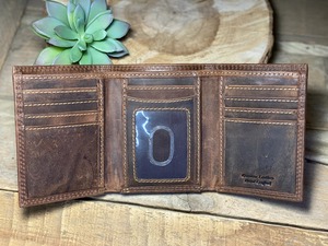 Real Cowhide Genuine <b>Leather</b> Tri Fold <b>Wallet</b> <b>Men</b> Custom Logo <b>Leather</b> Card Holder Slim Luxury Pocket <b>Wallet</b> LTW-0117 - Product Image 1
