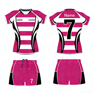Men's Breathable Plus Size Sublimated Rugby Jersey and Shorts Uniform Set 100% Polyester Anti-Bacterial Wholesale - Product Image 6