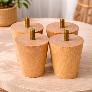 ขาเฟอร์นิเจอร์ไม้เนื้อแข็งคุณภาพสูง รูปทรงกลม พร้อมสลักเกลียวแบบมีเกลียว รองรับน้ำหนักได้มาก ปรับความสูงได้ตามต้องการ พร้อมเคลือบผิว - Product Image 1