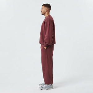 Conjunto Deportivo de Algodón para Hombre, Cuello Redondo, Manga Larga, Corte Holgado, Forro Polar, Ropa de Calle para Invierno, Bolsillos Laterales, Cierre con Cordón - Product Image 3