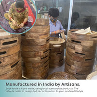 Meja Kopi Lipat Modern Tahan Lama Ramah Lingkungan Harga Terjangkau untuk Hunian Kecil, Material Kayu dan Logam, Desain Bersarang