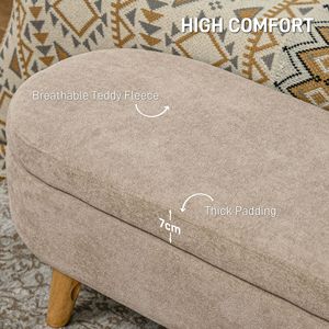 Panca contenitore moderna da ingresso da 110 cm con gambe in legno, panca imbottita beige per fondo letto, mobile da camera da letto - Product Image 5