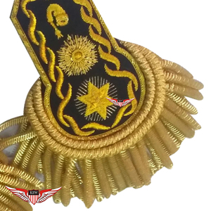 KEW - Epaulettes de Hombro de Tela Negra con Bordado Dorado y Flecos Dorados, Accesorio Decorativo de Lujo - Product Image 3