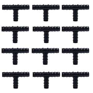 Conectores en T de PVC negro de 16 mm con púas para tuberías de riego por goteo, accesorios para agricultura, granjas, invernaderos, césped, jardín y tuberías de agua para el hogar. - Product Image 1