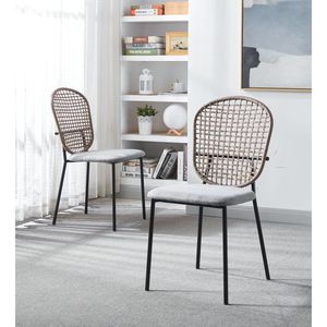 Ensemble de 4 chaises de salle à manger Sennit noires et grises pour le café et la maison - Product Image 6