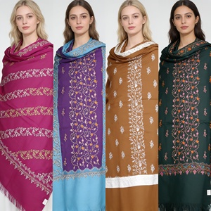 Semi <b>Pashmina</b> hand needle work <b>shawls</b> - Product Image 6