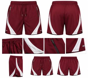 <b>Men's</b> Maroon <b>White</b> Canvas Breathable Casual Solid Color Blocked Quick Dry Drawstring Waist Sport <b>Shorts</b> with Zipper Pockets - Product Image 1