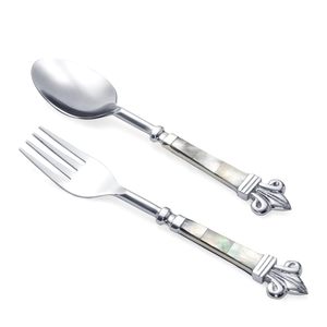 Juego de Cubiertos de Metal con Mango de MOP de Diseño Personalizado para Regalos y Bodas - Product Image 3