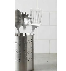 Porta Cubiertos Cilíndrico para Cocina, Porta Cubiertos Metálico Plateado, Porta Utensilios de Diseño Premium - Product Image 4
