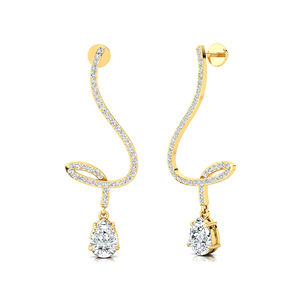 Pendientes Largos Colgantes de Oro Sólido de 14K y 18K, Elegantes y Modernos, con Diamantes Cultivados en Laboratorio con Certificación IGI, Corte Pera, D VVS 1 Ctw - Product Image 1