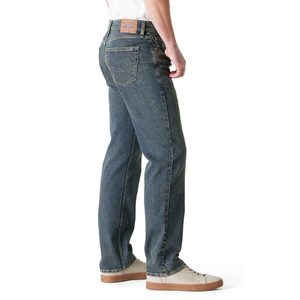 Jeans en denim décontractés pour hommes, coupe classique, bleu, taille mi-haute, pour le travail et les sorties du week-end - Product Image 2