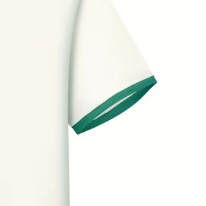 <b>Men's</b> <b>White</b> <b>Short</b> <b>Sleeve</b> Polo <b>Shirt</b> With Green Contrast Collar And Cuffs Solid Color Sporty Tee - Product Image 3