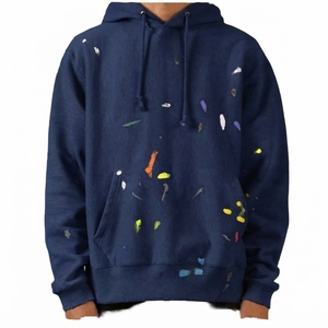 Men's <b>Navy</b> Blue Solid Hooded <b>Sweatshirt</b> Regular Fit Casual Style Polyester/Cotton Fleece Eco-Friendly Breathable Winter - Product Image 1