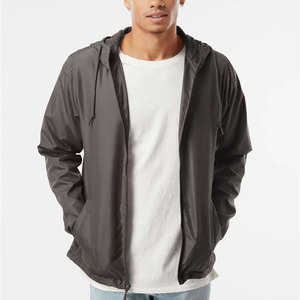 Veste coupe-vent à capuche pour homme, légère, zippée, couleur unie, décontractée, pour le printemps, en polyester - Product Image 1