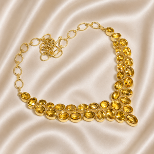 Natural Citrine Statement Necklace 925 Sterling <b>Silver</b> Rose Gold Yellow Gold Plated Handmade Gemstone Bib Necklace for Women Mom - Product Image 6