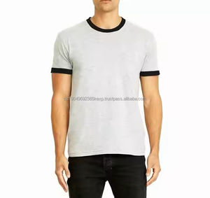 เสื้อยืดผู้ชาย ผ้าฝ้ายโพลีเอสเตอร์ 100% เนื้อหนา แขนเสื้อแบบริงเกอร์ คอกลม สวมใส่สบายๆ - Product Image 1