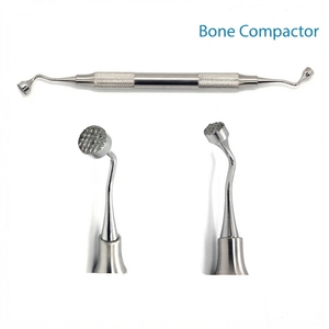 Instrument de compactage osseux dentaire ergonomique avec poignée moletée argentée, outil chirurgical manuel de classe I certifié CE - Product Image 4