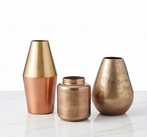 Vase vintage élégant fait main, design côtier, en acier inoxydable, pour fleurs séchées, à poser sur table ou étagère - Product Image 1