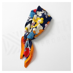 Women's Square <b>Silk</b> <b>Scarf</b> Floral Print Elegant Multi-Functional Fashion Accessory All Seasons - Product Image 3