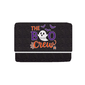 Pochette d'Halloween brodée Boo Crew, style vintage, noire, personnalisée, faite à la main, ornée de perles de rocaille, design festif tendance pour les fêtes - Product Image 1