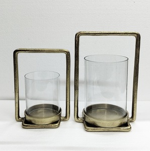 Candle <b>Lights</b> and Designer Jars <b>Leaf</b> Design Home Decor Votive Metal Gold Color Finished Table Decor Hurricane Candlestick Holder - Product Image 3