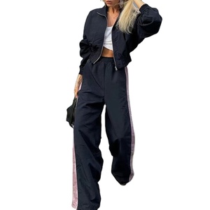 Primavera Otoño Moda Nylon Sweatsuit Colorblock Windbreaker Set 2 piezas Set para mujer 2026 - Product Image 1