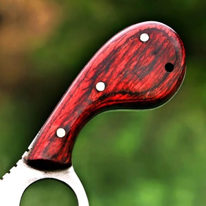 Cuchillo Táctico Fijo EDC Hecho a Mano para Camping, Acero al Carbono, Mango de Madera Pakka, OEM ODM Disponible al por Mayor, Parcialmente Serrado - Product Image 2