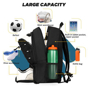 Sac à dos de sport imperméable et léger pour l'entraînement en plein air, basketball, football, avec logo personnalisé NAHEED SPORTS, unisexe - Product Image 3